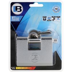L&b Padlock Armoured Steel Rectangular 81mm