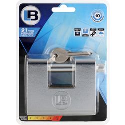 L&b Padlock Armoured Steel Rectangular 91mm