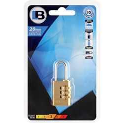 L&b Padlock Combination Brass Resettable 20mm