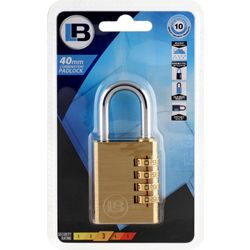 L&b Padlock Combination Brass Resettable 40mm