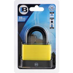 L&b Padlock Weatherproof Yellow 50mm