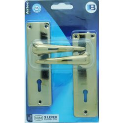L&b Lockset Mortise Aztec 3 Lever Brass Plated Sabs