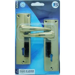 L&b Lockset Mortise Aztec 4 Lever Brass Plated Sabs