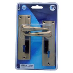 L&b Lockset Mortise Aztec 4 Lever Brass Plated Sabs