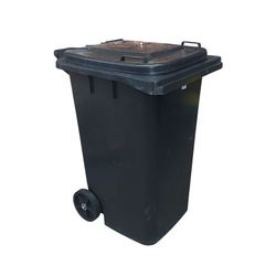 REFUSE BIN 240LTR-ON WHEELS-CHARCOAL ( MIN 5 ASST)