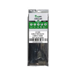 CABLE TIES BLACK 2.5MM X 100MM PKT 100 PLUGON