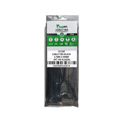 CABLE TIES BLACK 4.7MM X 190MM PKT 100 PLUGON