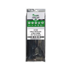 CABLE TIES BLACK 4.7MM X 385MM PKT 100 PLUGON