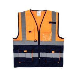 Vests PIONEER Signaling With Zip Id Pocket Orge/navy Lrg V03