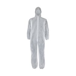 Overall Disposable Zip & Hood Non Woven White Sml A033