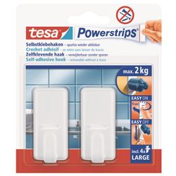 TESA Powerstrips Hooks Large Rectangular Classic 2 Hooks/ 4 Strips White (ip 6)
