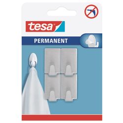 TESA Permanent Hooks Rectangular S Metal 3 Hooks Stainless Steel