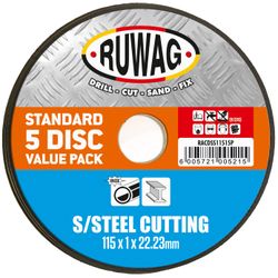 RUWAG 115mm Stainless Steel Abrasive Cutting Disc 5 Pack /pk
