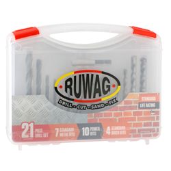RUWAG 21pce Combo Std Metal/brick/power Bits