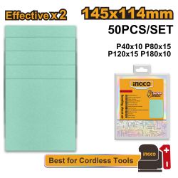 INGCO Sand Sheet Ass P40 P80 P120 P180 50pc