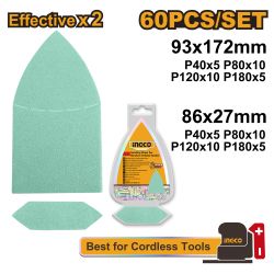 INGCO Sand Sheet 60pc P40 80 120 180 172mm For Cpsl2014