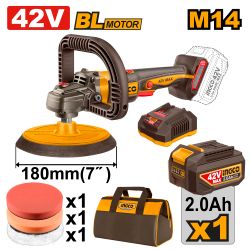 42v Ps+ C/l B/l Polisher 180mm + Ass Kit In Bag