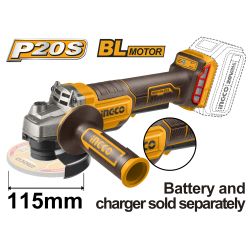 INGCO 20v Ps+ C/l Grinder 115mm B/less Dm Swtch