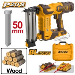 INGCO 20v Ps+ C/l Brad Nailer F15-50 + Acc