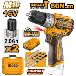 INGCO 16v Ps+ C/l B/l Drill 60nm Kit In Case