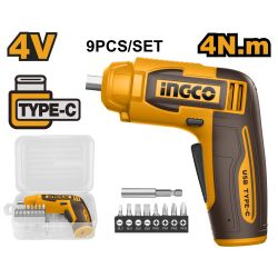INGCO S/driver Cordless 4v & 8pc Bit & Holder