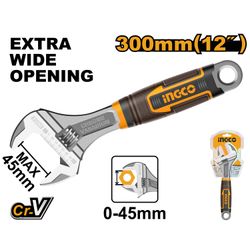 INGCO Wrench Adjust 300mm S/grip Crv