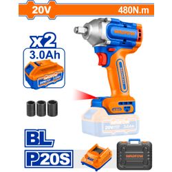 WADFOW 20v Ps+ C/l Imapct Wrench 480nm B/less 2 Bat Kit C
