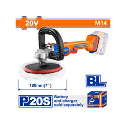 WADFOW 20v Ps+ C/l Polisher 180mm Incl Ass