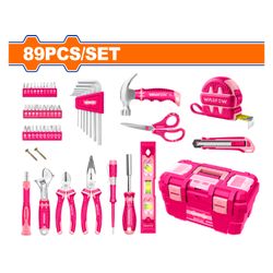 WADFOW Hand Tool Set Pink + Plas Box 89pcs