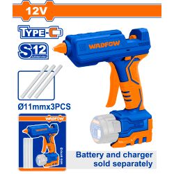 WADFOW 12v Ps+c/l Glue Gun 15-18g/min Incl 3pc Stik