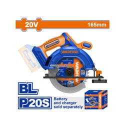 WADFOW 20v Ps+ C/l Circular Saw B/less 165mm + Ass
