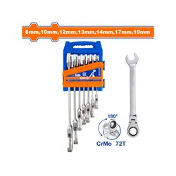 WADFOW Spanner Ratchet Flex Set Cr-mo 8-19mm 7pcs