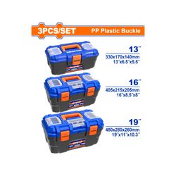 WADFOW Tool Box Plastic 3pc Set + Tray Plastic Clip
