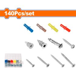 WADFOW Screw & Wall Plug Acc Set 5-8mm 140pcs