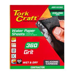 TORK CRAFT Water Paper 230 X 280mm 360 Grit Wet & Dry 50 Per Pack Std