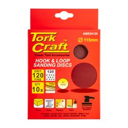 TORK CRAFT Sanding Disc 115mm 120 Grit 10/pack Hook And Loop