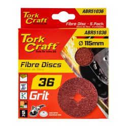 TORK CRAFT Fibre Disc 115mm 36 Grit 5/pack