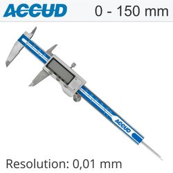 ACCUD Dig. Caliper 150mm 0.03mm Acc. Metal Cover S/steel 0.01mm Res.