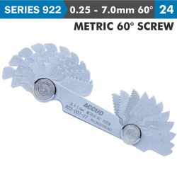 ACCUD Pitch Gauge 0.25-7mm 24 Leaves Metric 60deg. Screw 0.07mm Acc.