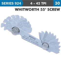 ACCUD Pitch Gauge 4-42tpi 30 Leaves Whitworth 55deg. Screw 0.07mm Acc.