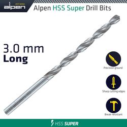 ALPEN Hss Super Drill Bit Long 3 X 100mm Pouch