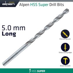 ALPEN Hss Super Drill Bit Long 5 X 132mm Pouch