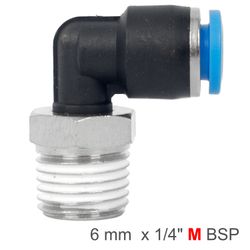 AIRCRAFT Elbow 6mm-1/4 M Pu Hose Fitting