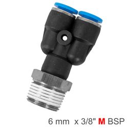AIRCRAFT Pu Hose Fitting Y Joint 6mm-3/8 M