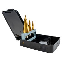 TORK CRAFT Step Drill Set 3 Pce Hss In Plastic Case