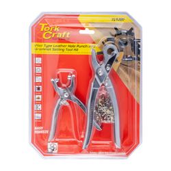 TORK CRAFT Leather Hole Punch & Grommet Setting Tool Kit C/w 100pc Eyelets 5mm