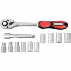 TORK CRAFT Socket & Ratchet Set 12pc 1/2\' Drive 12 Crv 12 Point