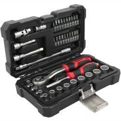 TORK CRAFT Socket & Ratchet Drive Set 40pc 1/4\' Crv 12 Point 4 4.5 5 5.5 6-14mm