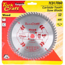 TORK CRAFT Blade Tct 170 X 60t 20/16 General Purpose Cross Cut