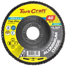 TORK CRAFT Flap Disc 115mm 15 Deg.angle 40grit A/o